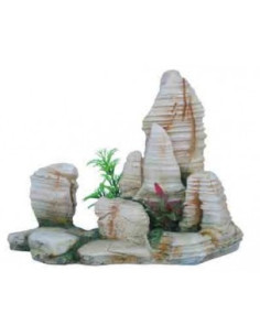 Decoración Roca con plantas para terrario