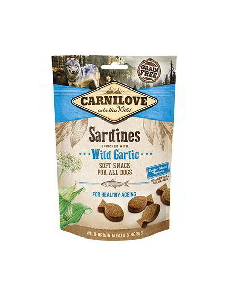 Snack Carnilove Semihúmedo Sardinas con Ajo de oso perros
