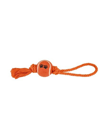 Cuerda mordedor con pelota de tenis y asa