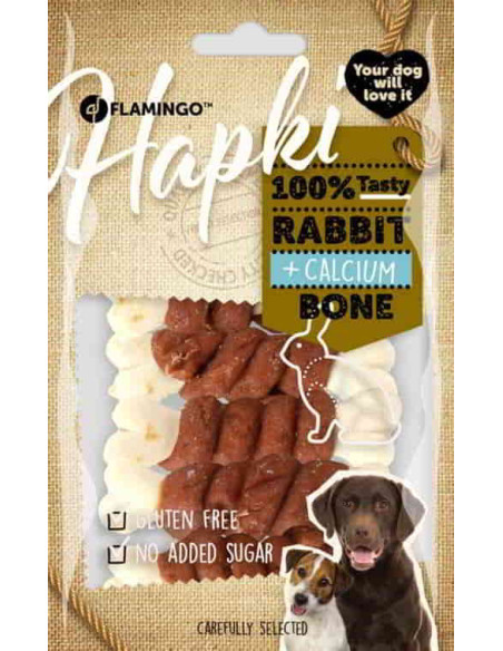 Huesos de calcio envueltos en conejo