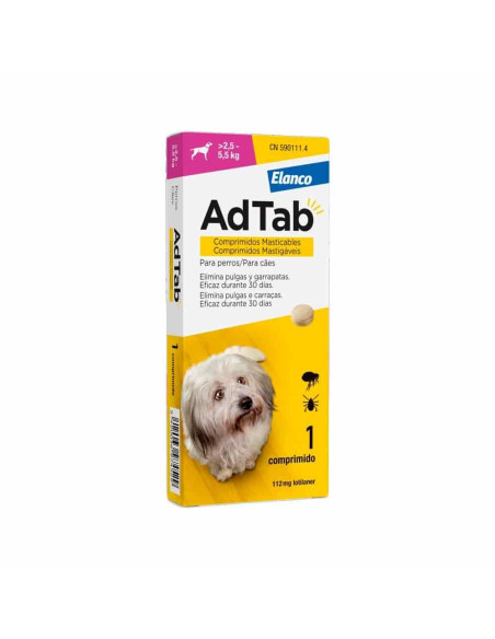 Adtab comprimido masticable antiparasitario 2,5-5,5 kg