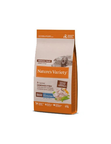 Nature's Variety Healthy Grain Adult Medium Maxi Pescado Blanco