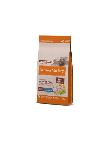 Nature's Variety Healthy Grain Adult Medium Maxi Pescado Blanco