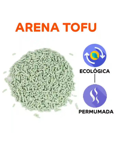 Arena de tofu con olor te verde