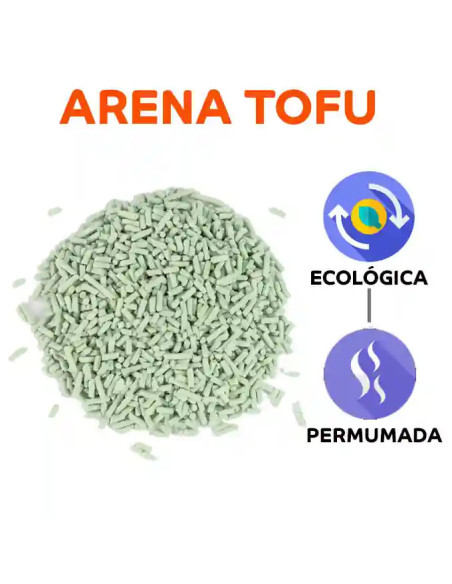 Arena de tofu con olor te verde