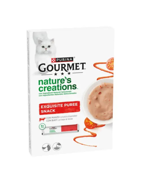 Gourmet Nature’s Creations Puré Snack Líquido para Gatos con Buey y Tomate