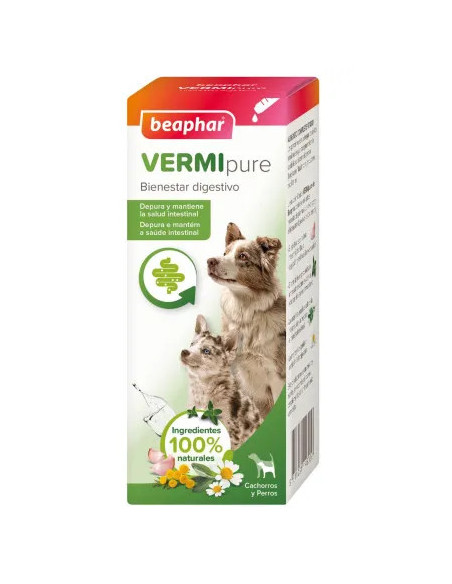 Vermipure Repelente interno natural liquido para perros adultos y cachorros